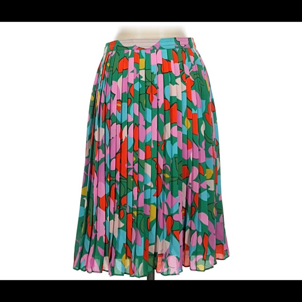 J. Crew Multicolor Pleated A-Line Skirt